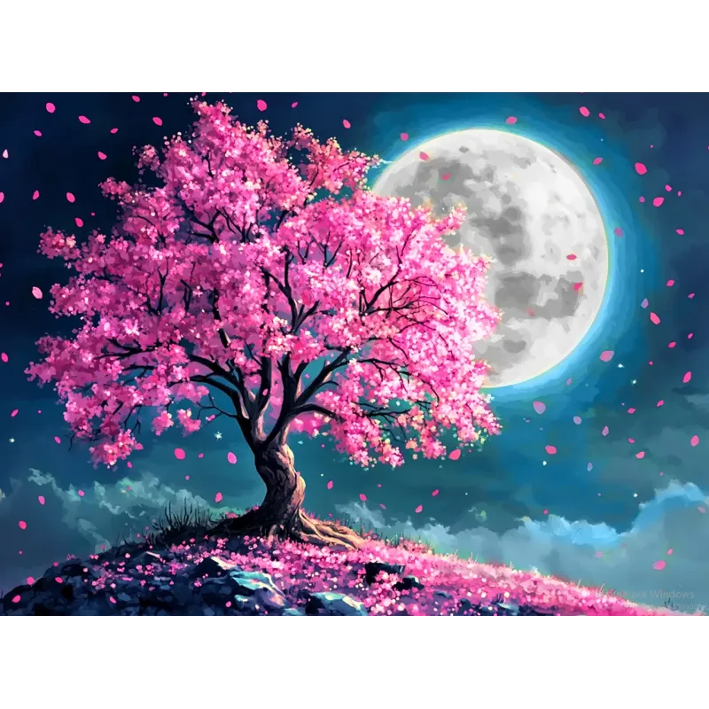 Diamantbild mit Keilrahmen Vollmond 30x40 cm VA842