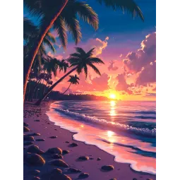 Diamond Painting with subframe Sunset at sea 30x40 cm VA833