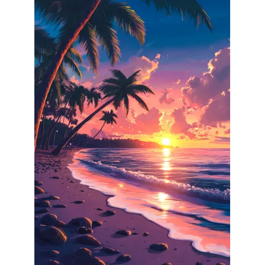 Diamond Painting with subframe Sunset at sea 30x40 cm VA833