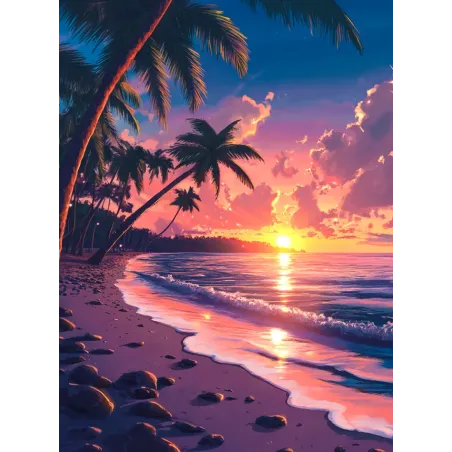 Diamond Painting with subframe Sunset at sea 30x40 cm VA833