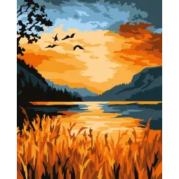 Paint by Numbers kit "Sunset at the lake" 16.5x13 cm MINI316 0225