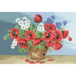 Printed Canvas 20x30 Field Flowers in Pottery CDA6116