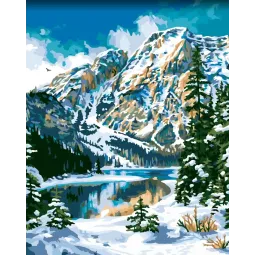 (Discontinued) Diamond painting with subframe 40x50 cm   Winter in the mountains DP406