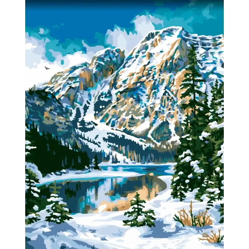 (Discontinued) Diamond painting with subframe 40x50 cm   Winter in the mountains DP406