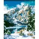 (Discontinued) Diamond painting with subframe 40x50 cm   Winter in the mountains DP406