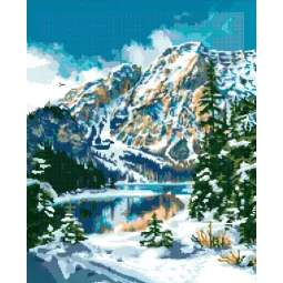 (Discontinued) Diamond painting with subframe 40x50 cm   Winter in the mountains DP406