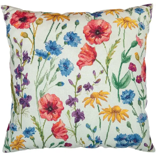Kit de point de croix PANNA "Face de coussin. Coquelicots et Échinacées" PPD-7329