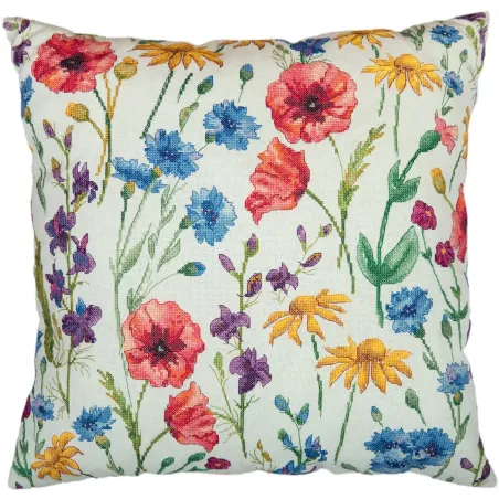 Kit de point de croix PANNA "Face de coussin. Coquelicots et Échinacées" PPD-7329