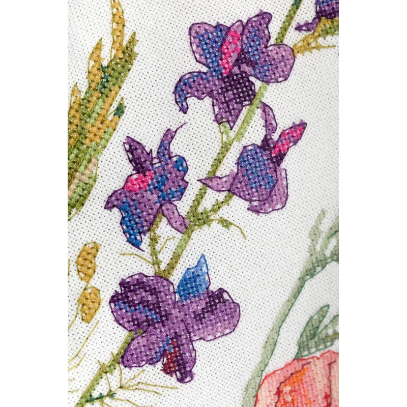 Kit de point de croix PANNA "Face de coussin. Coquelicots et Échinacées" PPD-7329