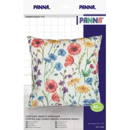 (D) Cross stitch kit PANNA "Cushion front. Poppies and Echinacea" PPD-7329