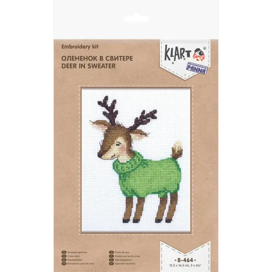 (D) Cross stitch kit KLART "Fawn in a sweater" KL8-464