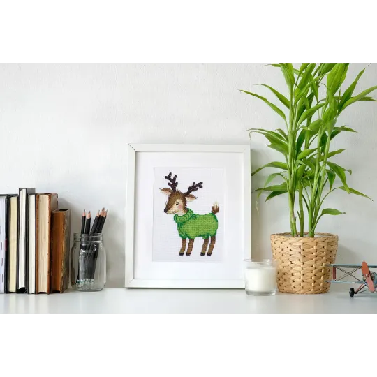 (D) Cross stitch kit KLART "Fawn in a sweater" KL8-464