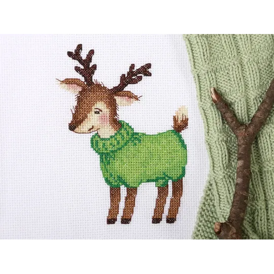 (D) Cross stitch kit KLART "Fawn in a sweater" KL8-464