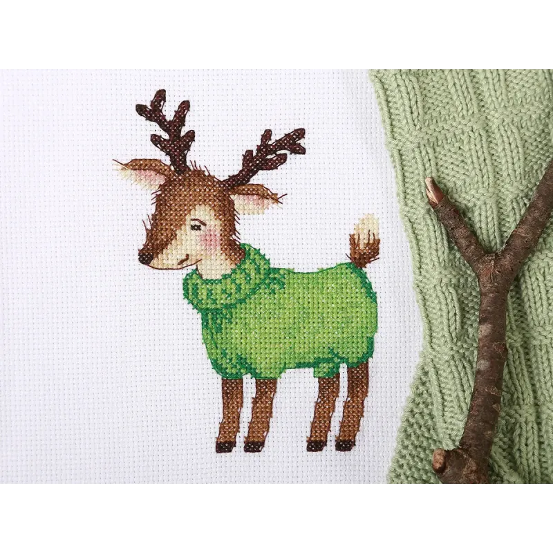 (D) Kreuzstich-Set KLART "Reh im Pullover" KL8-464