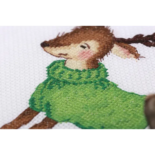 (D) Cross stitch kit KLART "Fawn in a sweater" KL8-464