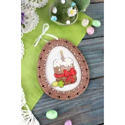 Cross-stich on wooden base "Miniature. Easter composition" SO-094