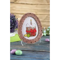 Cross-stich on wooden base "Miniature. Easter composition" SO-094