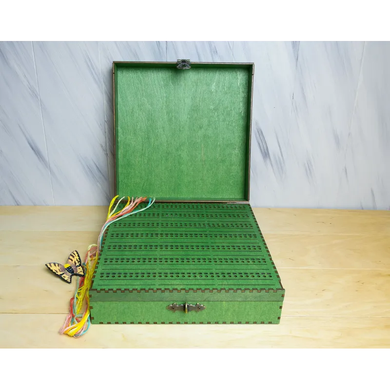 Organizer for needles on a wooden base. Green, 210 holes  OG-065 (D)