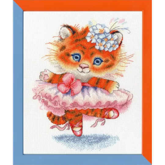 (Discontinued) Cross stitch kit "Tiger dancer" 22.5× 17.3 cm S/VK069