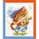 (Discontinued) Cross stitch kit "Tiger-guitarist" 22.3 × 18.3 cm S/VK068