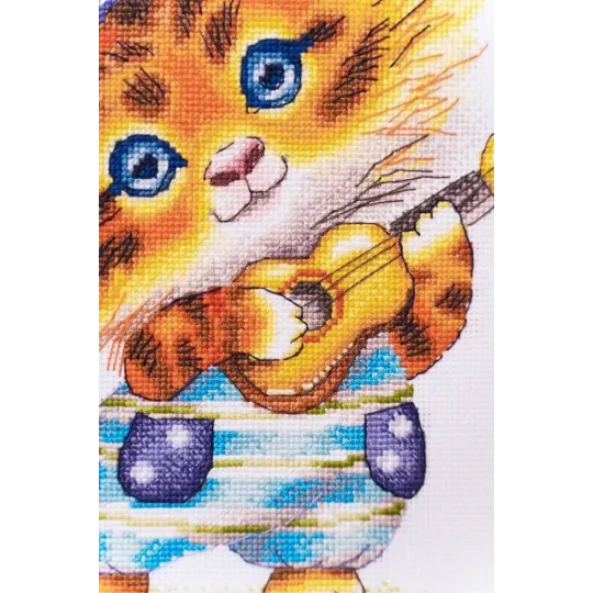 (Discontinued) Cross stitch kit "Tiger-guitarist" 22.3 × 18.3 cm S/VK068