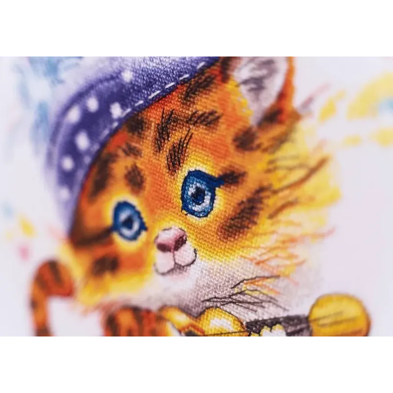 (Discontinued) Cross stitch kit "Tiger-guitarist" 22.3 × 18.3 cm S/VK068