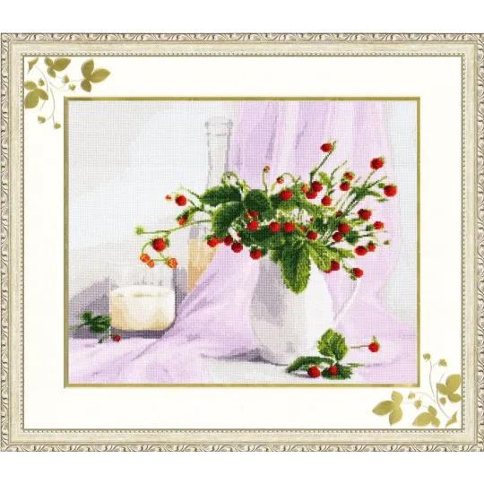 (Discontinued) Cross stitch kit "Rosy Still Life" 31.4 x 38.4 cm S/SZH016