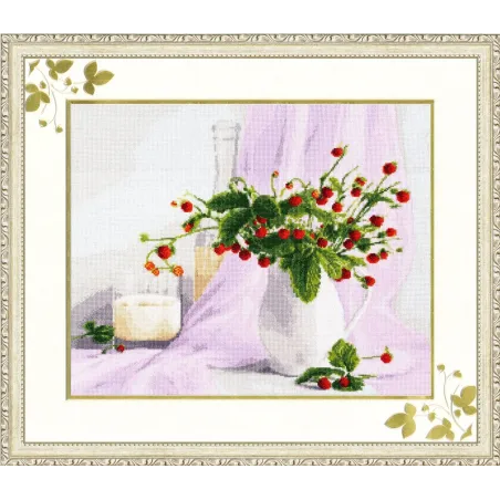 (Discontinued) Cross stitch kit "Rosy Still Life" 31.4 x 38.4 cm S/SZH016