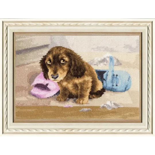 (Discontinued) Cross stitch kit "I won't do it again" 18× 26 cm S/NL048