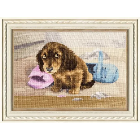 (Discontinued) Cross stitch kit "I won't do it again" 18× 26 cm S/NL048