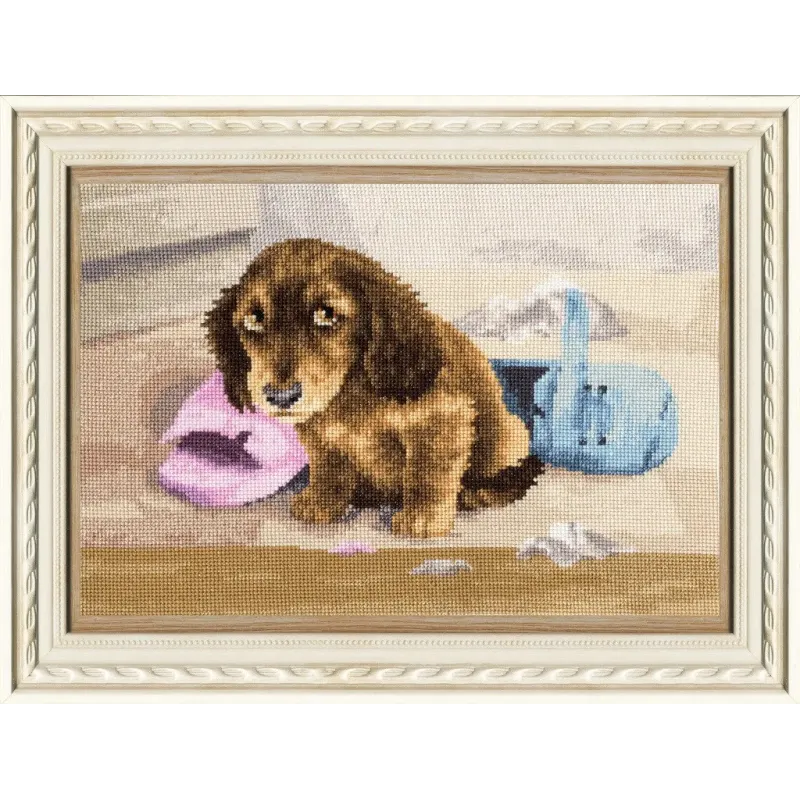 (Discontinued) Cross stitch kit "I won't do it again" 18× 26 cm S/NL048