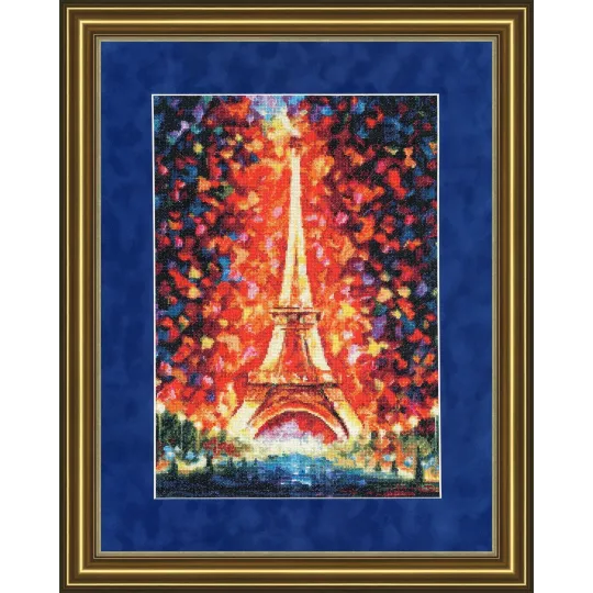 (Discontinued) Cross stitch kit "Paris at Night" 38.4x27.3 cm S/GM025