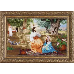 Kit point de croix "Christ avec Marthe et Marie" 85 x 54 cm S/MK120