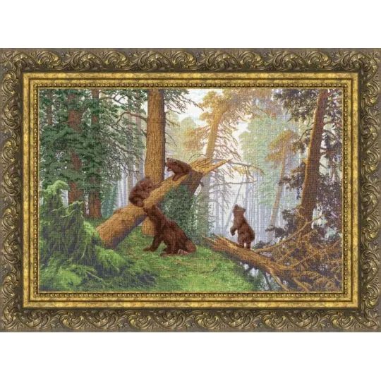 Kit de point de croix "Matin dans une forêt de pins" 43.7 x 29.3 cm S/KR007