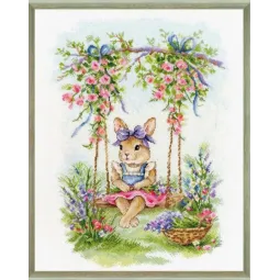 Cross stitch kit "Bunny on a swing" 27.3 x 37.7 cm S/VK088
