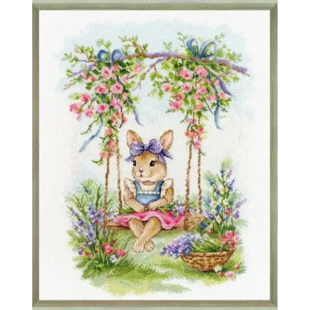 Kreuzstich-Set "Hase auf Schaukel" 27,3 x 37,7 cm S/VK088