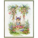 Kreuzstich-Set "Hase auf Schaukel" 27,3 x 37,7 cm S/VK088