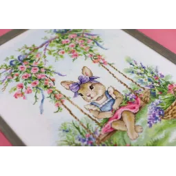 Cross stitch kit "Bunny on a swing" 27.3 x 37.7 cm S/VK088