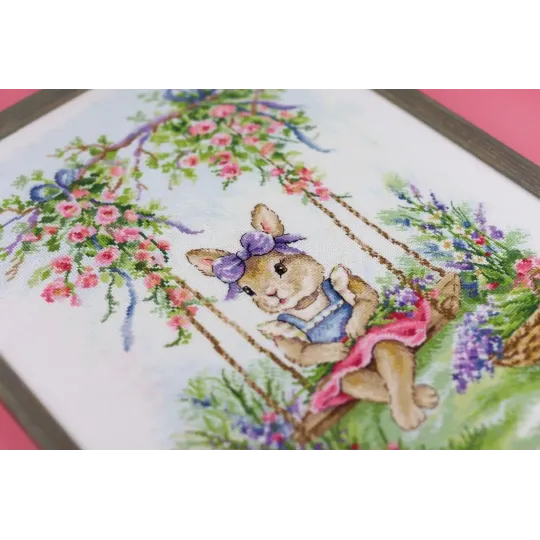 Cross stitch kit "Bunny on a swing" 27.3 x 37.7 cm S/VK088