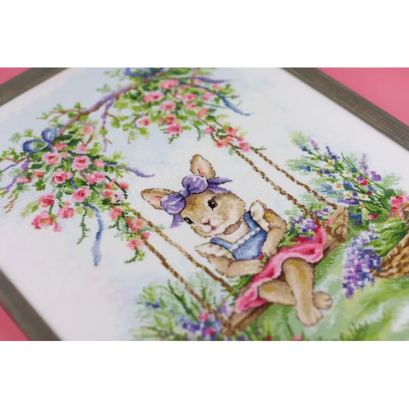 Cross stitch kit "Bunny on a swing" 27.3 x 37.7 cm S/VK088
