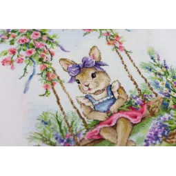 Kreuzstich-Set "Hase auf Schaukel" 27,3 x 37,7 cm S/VK088