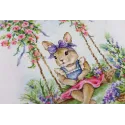 Kit point de croix "Lapin sur une balançoire" 27.3 x 37.7 cm S/VK088