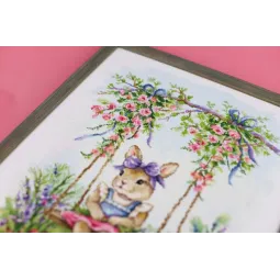Cross stitch kit "Bunny on a swing" 27.3 x 37.7 cm S/VK088