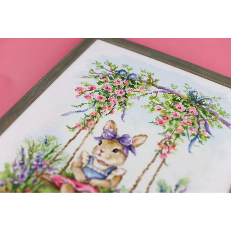 Kreuzstich-Set "Hase auf Schaukel" 27,3 x 37,7 cm S/VK088