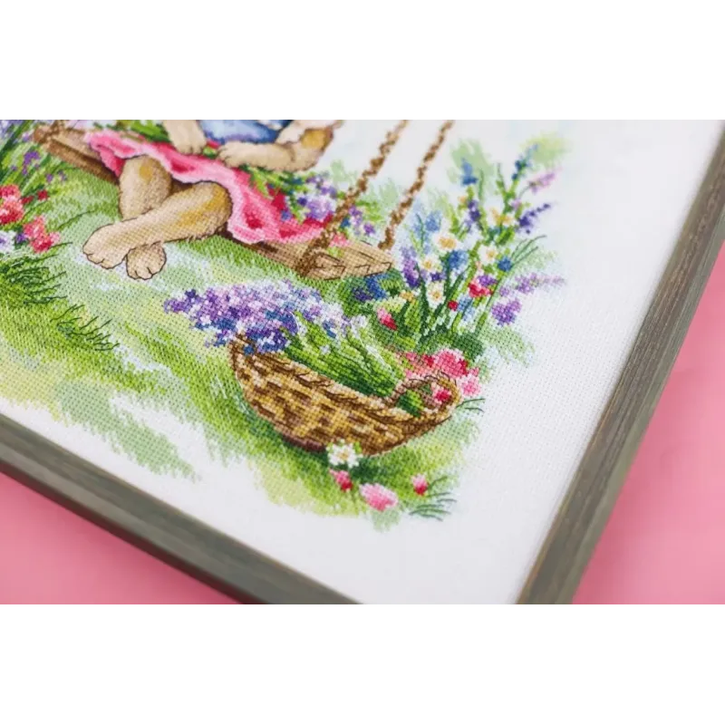Cross stitch kit "Bunny on a swing" 27.3 x 37.7 cm S/VK088