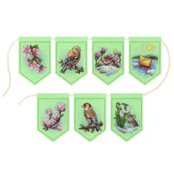 Kit point de croix "Guirlande de printemps (7 drapeaux)" 11x8 cm ST-1209