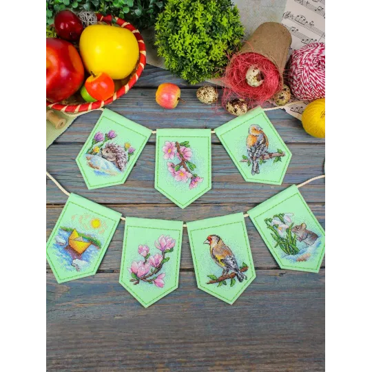 Cross stitch kit "Spring garland (7 flags)" 11x8 cm ST-1209