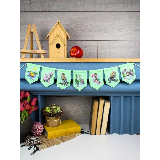 Cross stitch kit "Spring garland (7 flags)" 11x8 cm ST-1209