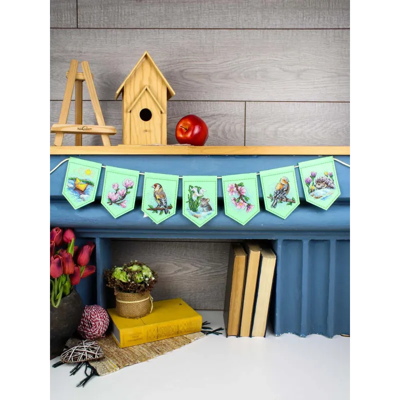 Cross stitch kit "Spring garland (7 flags)" 11x8 cm ST-1209