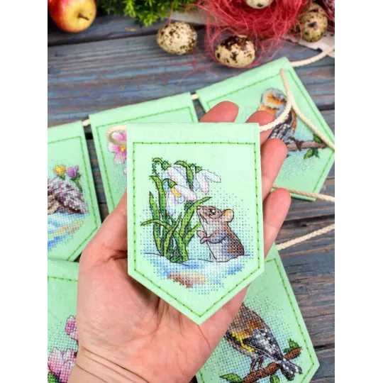 Cross stitch kit "Spring garland (7 flags)" 11x8 cm ST-1209